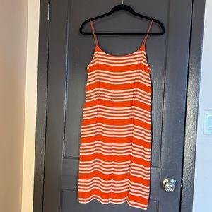 Orange and cream silk dress
